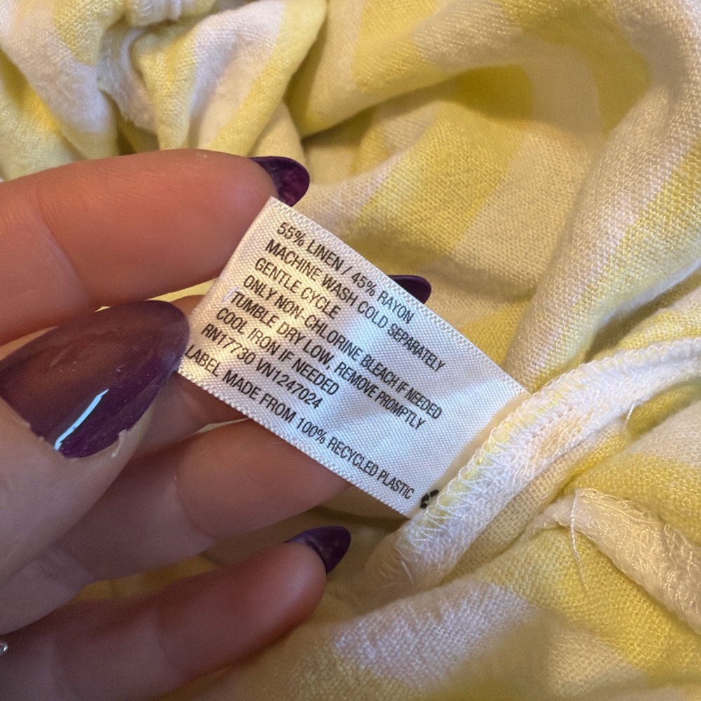 Stoney Clover Lane Yellow Stripe Linen Wide Leg Jumpsuit S - Picture 7 of 7